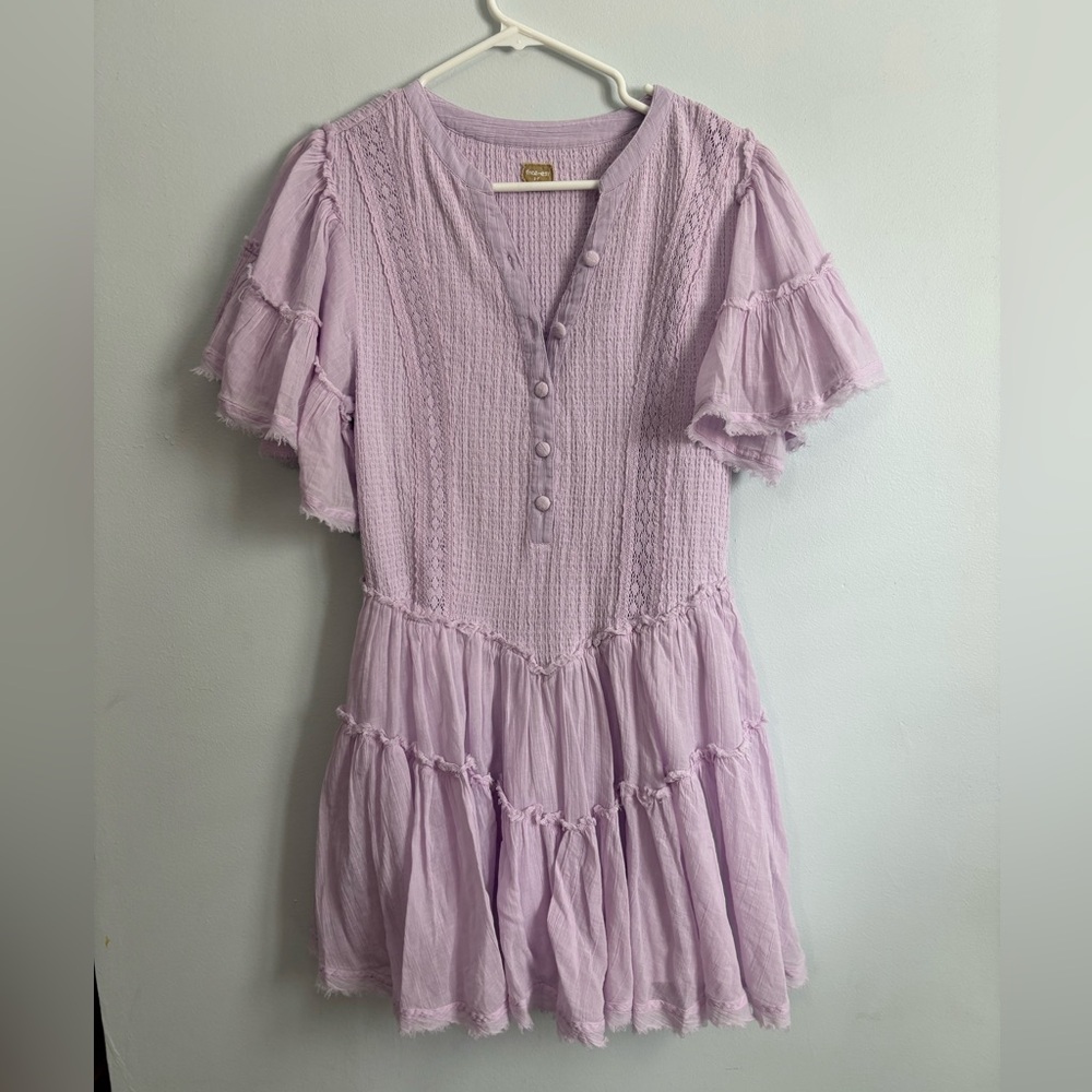 Free People Lavender Tiered Mini Dress